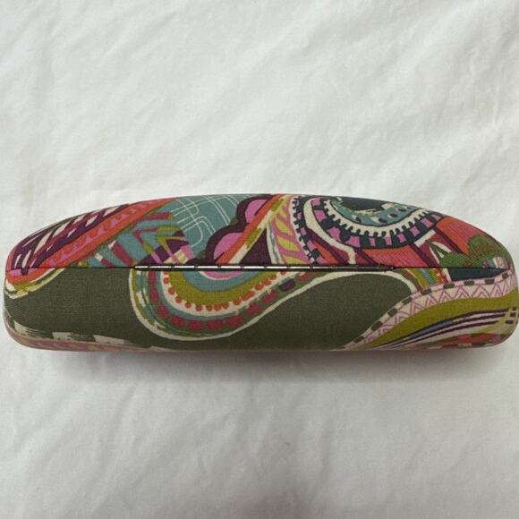 Vera Bradley Paisley Clam, Hard Eyeglass Case Greens Pinks And Blues - Picture 5 of 5